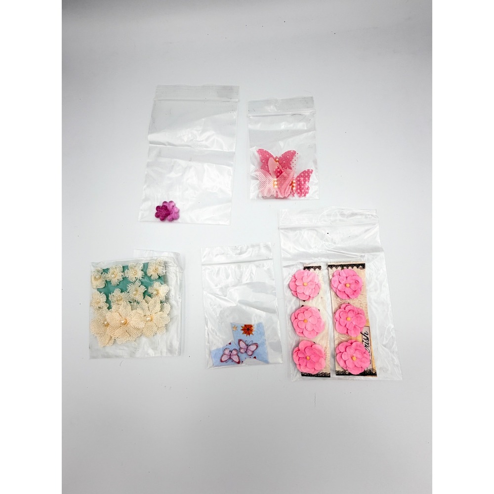 Prima Marketing Scrapbooking Embellishments Lot Flowers Butterflies Pink Cream